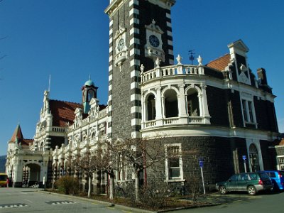 Day 2 - 40th Anniversary trip to NZ  This is the Dunedin railway station located in ANZAC Square. It is a Heritage New Zealand Category 1 building.