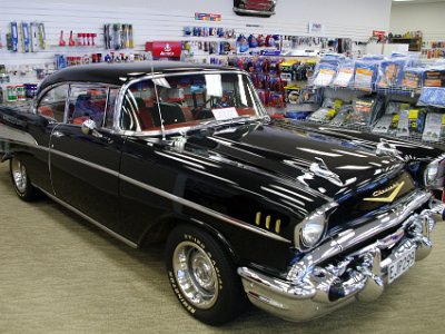 Day 3 - 40th Anniversary trip to NZ  Hayes was a car/bike nut and the museum has a good collection of motoring memorabilia including a 57 two door Chevvy Bel Air and a 57 Ford Thunderbird.