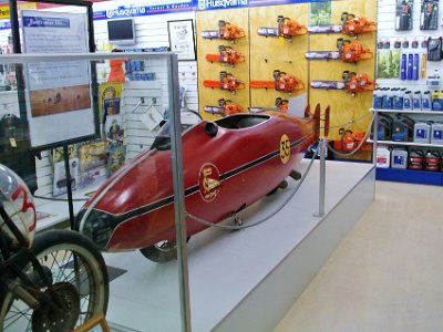 Day 3 - 40th Anniversary trip to NZ  The star exhibit in the store is about Invercargill's Burt Munro's motorcycles and the movie of his life called "The World's Fastest Indian".