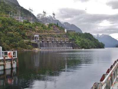 Day 5 - 40th Anniversary trip to NZ  Arrive at West Arm dock. Get off the bus. Take a quick look at the water inlet  to the West Arm power station. Get on the boat.