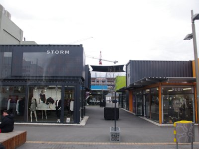 Day 8 - 40th Anniversary trip to NZ -  Jenni explores the city area   Re:Start was initially considered a short-term response to the lack of permanent buildings but it is popular with locals and tourists alike and remains open for business.