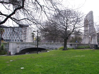 Day 8 - 40th Anniversary trip to NZ -  Jenni explores the city area   She walks back past the Bridge of Remembrance . . .