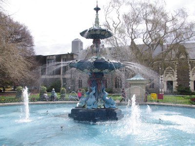 Day 8 - 40th Anniversary trip to NZ -  Jenni explores the city area   . . . to the Peacock Fountain.