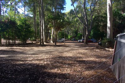 Saturday 21-10-2017 The camp site   While Jenni goes to the showers, I get the mattress out and hang it over a log.  I do the same with the doona and the bedsheet and a few of the still damp clothes.