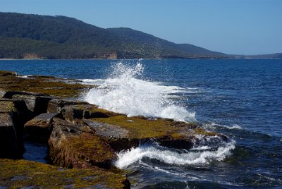 Saturday 21-10-2017 Depot Beach Rocks  It is a very calm day and the sea doesn't  crash against the rocks and everything is peaceful and serene.