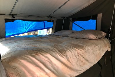 Saturday 21-10-2017 Back at camp - JGR   We drive back and enter our warm, dry, cozy bedroom.  It is dark as we fumble around for the switch on the lamp. This picture was taken earlier in the day of course.