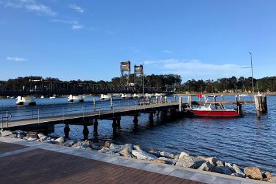 Saturday 21-10-2017 Dinner in Batemans - JGR  We park alongside the water's edge in Batemans and cross the road to a string of restaurants intending to have fish and chips.  We look at the menu outside one place and decide this will do.  I have a most magnificent NY sirloin and Jenni has lamb cutlets.  No fish 'n chips.