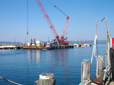 PENT2765-1     MONDAY The Eden Wharf  The Breakwater Wharf extension project consists of extending the existing Breakwater Wharf and deepening the adjacent berth pocket and approach channel.