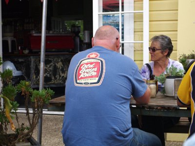 PENT2638-1     SATURDAY Lunch at the Cheese Factory in Bodalla  "Still crazy after all these beers." I like this T-shirt.