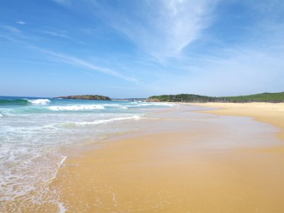 SUNDAY Bournda Beach  Looking to the south, it's only 600 metres. It's a unanimous decision to go south.