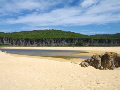 SUNDAY Bournda Beach  This is Sandy Beach Creek which leads to the Bournda Lagoon.  At the moment, it is closed to the ocean.