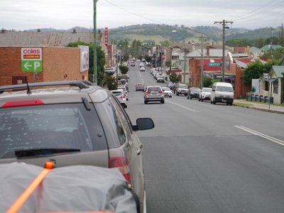 TUESDAY Bega  On the way to Bega, we stop for roadworks that delay us for another 15 minutes. We park just outside Bega and walk into town.