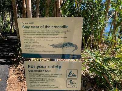 Craters are formed by the outward explosion of rocks and other materials from a volcano (Calderas are formed by the inward collapse of a volcano). Craters are usually more circular than calderas.  I've never seen a sign like this before.