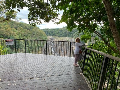 Isn't it amazing that people need to be warned that standing on a fence overlooking a 250 ft drop is dangerous; but what a stunning view.