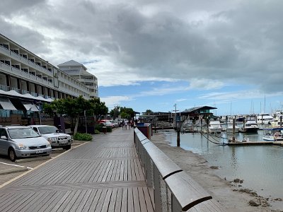 The building on the left is imaginatively named The Pier Shopping Mall.