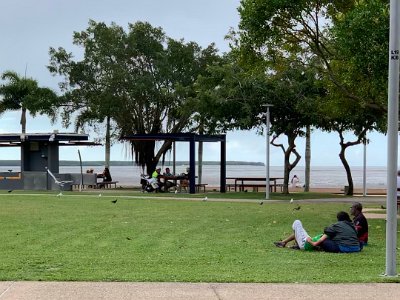 I thought this was sorta sad. The young aboriginal guy drank too much and collapsed into the arms of his mother. His father stares regally into the distance.