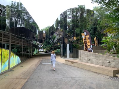 The entrance is quite modern. The information centre is on the left.