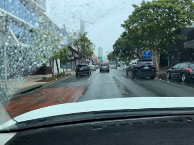 Second highlight is a drive through a wet Brisbane CBD. No need to go to Sydney for a traffic fix, lots of traffic. We travel SW down Ann Street, one of the CBD's main roads.