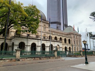 This is the Queensland Parliament building housing the Parliament of Queensland, the legislature of Queensland. As provided under the Constitution of Queensland, the Parliament consists of the Monarch of Australia and the Legislative Assembly. It is the only unicameral state parliament in the country. The upper chamber, the Legislative Council, was abolished in 1922.