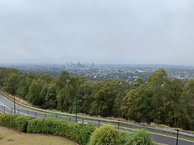 The mist clears enough for us to get a reasonable picture of the Brisbane CBD.