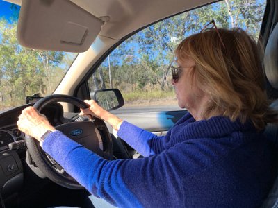 Jenni takes over and drives for the final 300 kms into Rockhampton, our destination for the day, a distance of 650 kms.