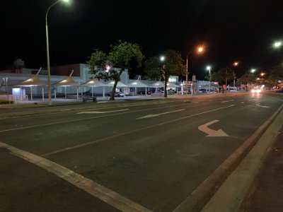 The streets are empty and this shopping centre is mostly closed.