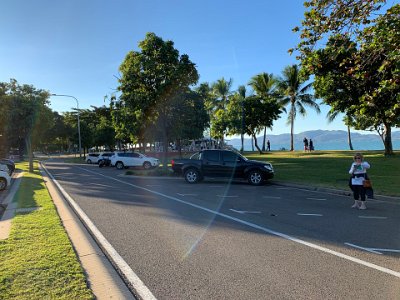 Our motel is   The Strand  on the Strand, the main road past the ocean. Magnetic Island is visible in the distance.