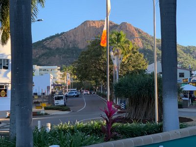 Castle Hill, a volcanic pink granite plug,  towers over the city. We visit the summit tomorrow.