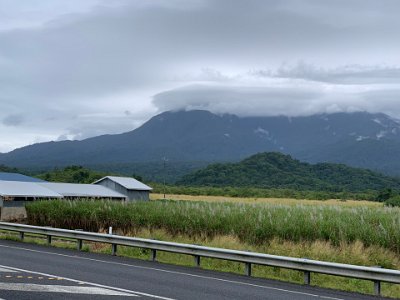 We're on Bartle Frere Road, we've travelled through the small township of Bartle Frere and that's Mount Bartle Frere, Queensland's tallest mountain in front of us.