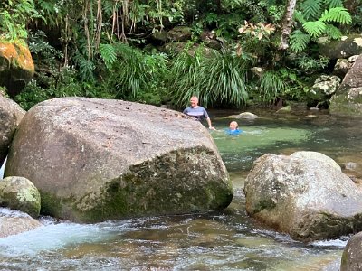 A swimming hole - how nice is this? Look at how clear, how clean the water is. This is the water large corporations claim to bottle for our enjoyment.