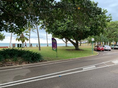 This is the Strand next morning. It's only 380Kms to our next stop at Mackay so we have the luxury of breakfast.