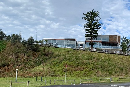 Tuesday 26 July 2022 Outside our facilities: hotel suites on the right (out of view) and the pub  on the left.