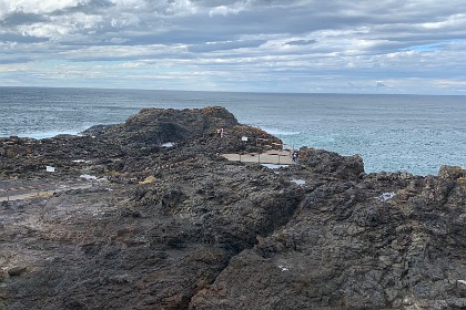 Tuesday 26 July 2022 The Blowhole lookout.  "It is one of the town's major tourist attractions. Under certain sea conditions, the blowhole can spray 50 litres of water up to 25 metres (82 ft) in the air, in quantities that thoroughly drench any bystanders."