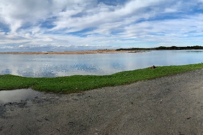 Sunday 29 May, 2022 - North Durras The iPhone has a pretty good panorama feature.  We have a bacon/egg sandwich for breakfast at the small general store near here. It's very good and is accompanied by good coffee too.