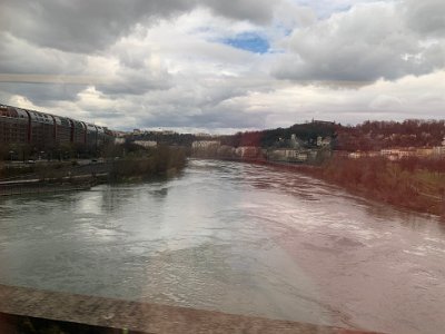 Sunday, 19 March 2023 Crossing the Rhône in Lyon travelling North