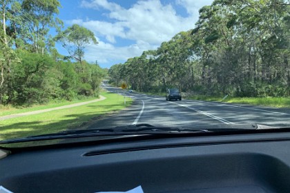 Monday, 04 March 2024 We're on the  road south.  We're just a bit south of Burrill Lake on  the Princes Highway and traffic is heavy.