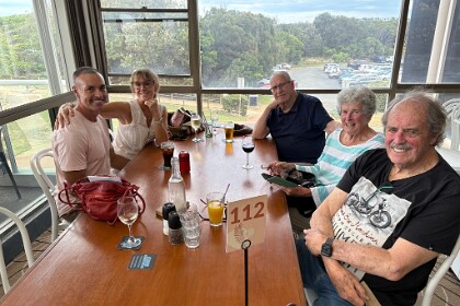 29th December, 2025   The next day we met my sister Joan and husband Roger for lunch at the Coff's Harbour SLS club. I was delighted that Lee and Scott were able to join us. Lee is my most favouritist niece.