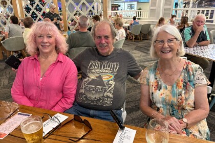 29th December, 2025   Bonnie also joined us. Bonnie no longer holds a driver license but getting around is not much of a problem for her. There are local buses and taxis; Bonnie loves that she can get into and back from Coffs for $1.50.