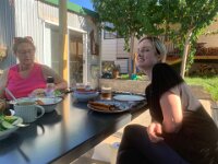 Xmas at Kandos with Jacqui and Jess 25/12/2025  Jessie had her usual vegan dish which to me looked totally uninspiring. Jacqui, Jenni and I had cold ham and baked lamb. Jacqui went out of her way to put on a special show for everybody - her family. I'm honoured to be part of this.