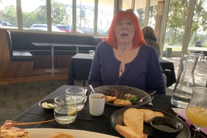 Sunday, 5th July 2025  Jenni comes up to take a breath. By the way, the toast comes with oil not the usual boring old butter.