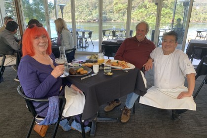 Sunday, 5th July 2025  my main course is a complete lobster cut in half, one half au natural and the other half cooked mornay style. Jenni  orders a Wagyu beef, cooked rare and it comes exactly as she wants; cooked to perfection.