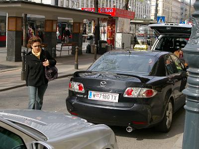 Sunday 9  April, 2006  I took this photo because the cab was a Mazda6 and we owned a Mazda6 at the time. The W on the plate means that it is from Wien (Vienna).