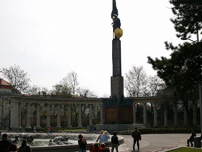 Sunday 9  April, 2006  At the end of WWII Vienna was divided into different districts governed by different allied forces, one of which was Russian. The monument has a 12m high bronze statue of a Soviet soldier holding a Soviet flag set upon a marble base.