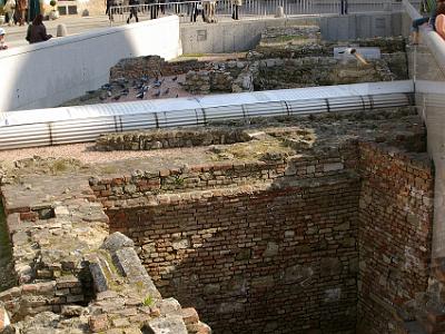 Sunday 9  April, 2006  The Roman Ruins located beneath Michaelerplatz Square.  The ruins date back to a time when Vienna was part of the Roman Empire.  A roman aqueduct is one of the visible features.