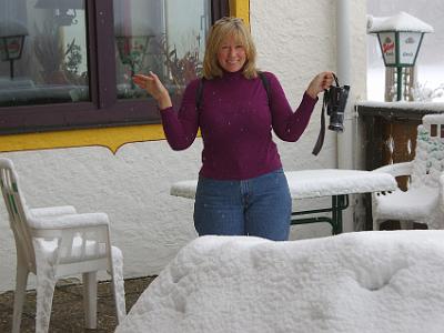 Tuesday 11  April, 2006   Jenni did her usual "look at me in the snow" pose.