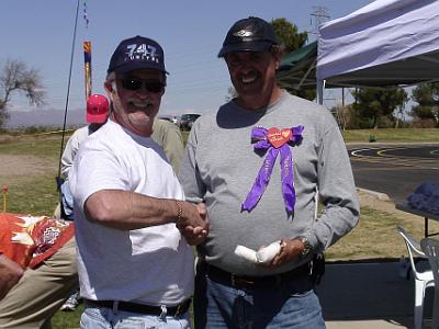 Saturday 18, 2006  Ted Fancher presents me with a purple heart award for being wounded in action.