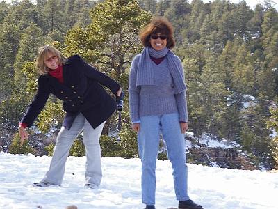 GRAND CANYON.  Jenni & Caroline in the snow