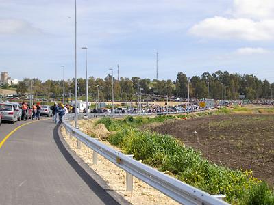 Saturday 25 March, 2006  Motorists out of their cars, probably discussing their range of options which is zero