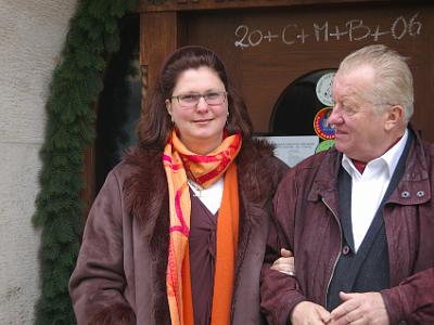 Wednesday 12  April, 2006   Dani and Rolf pose at the door of the place where the deed was done. He has a great sense of humour; he was 67 at the time.