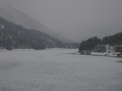 Wednesday 12  April, 2006   Except for a small portion near the waters edge, the lake is completely frozen. A frozen lake is not something that we see very much.